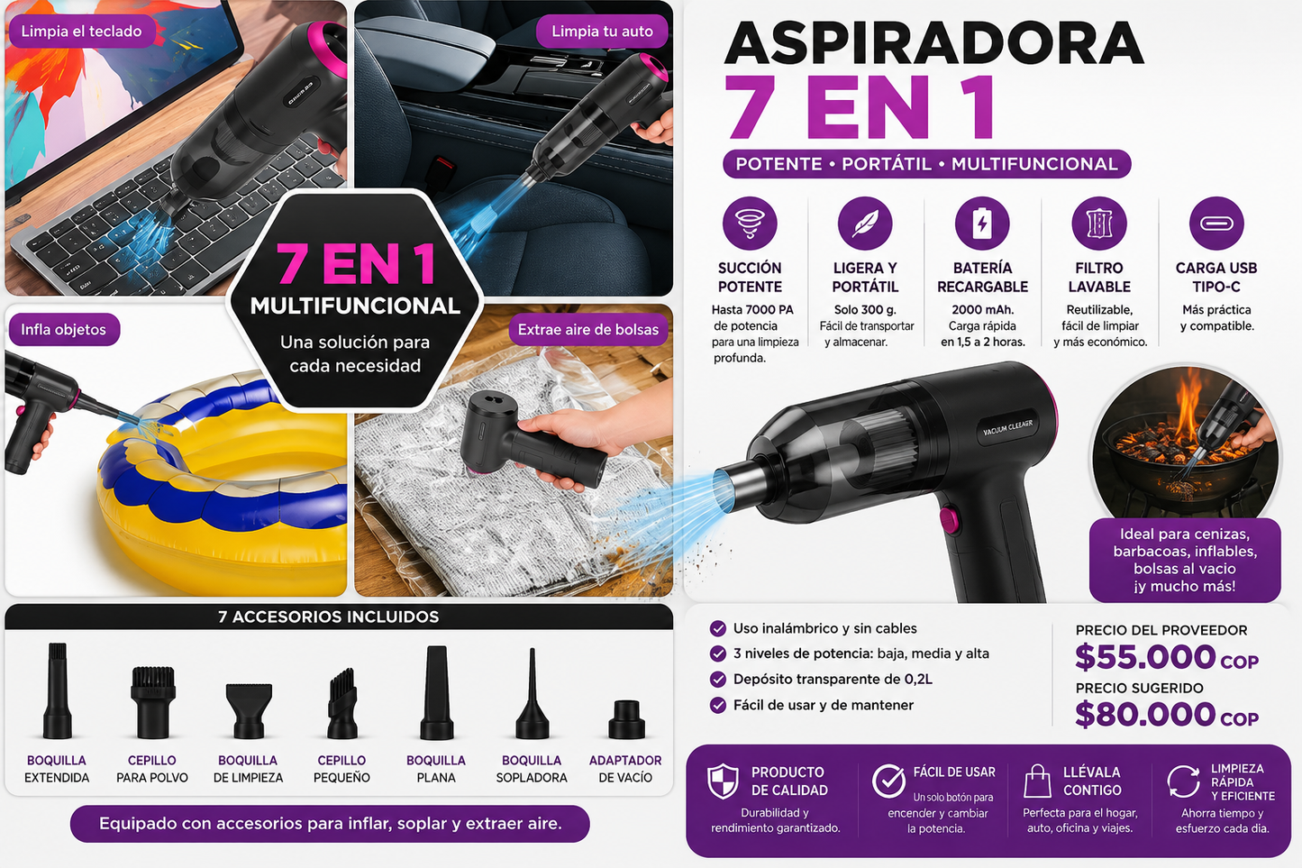 ASPIRADORA 7 EN 1