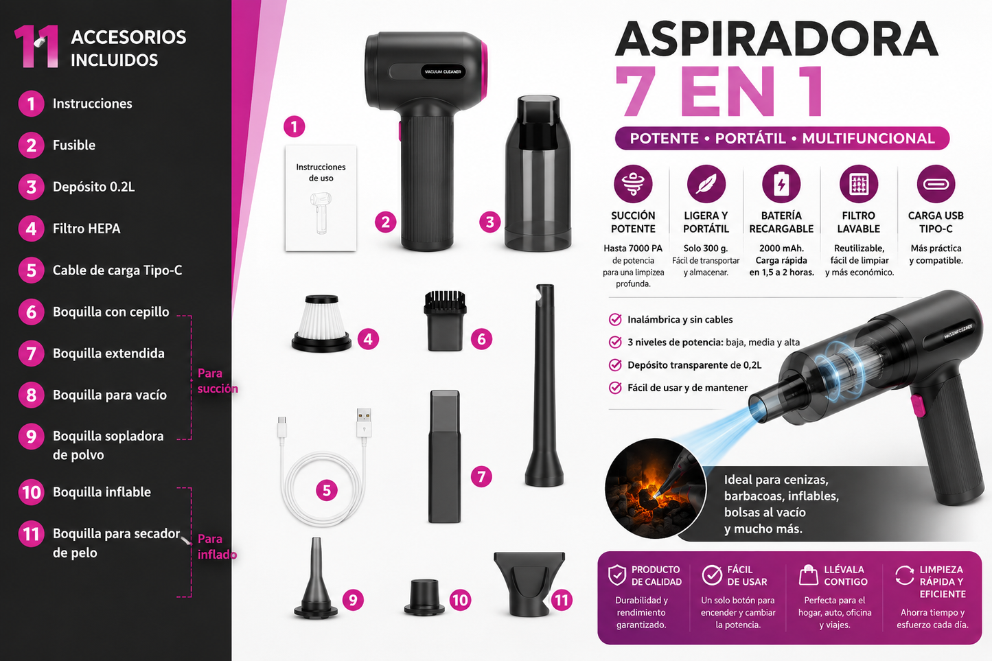 ASPIRADORA 7 EN 1